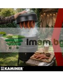 Скара на дървени въглища с капак, градинска пушилня, термометър, пушилня 3в1